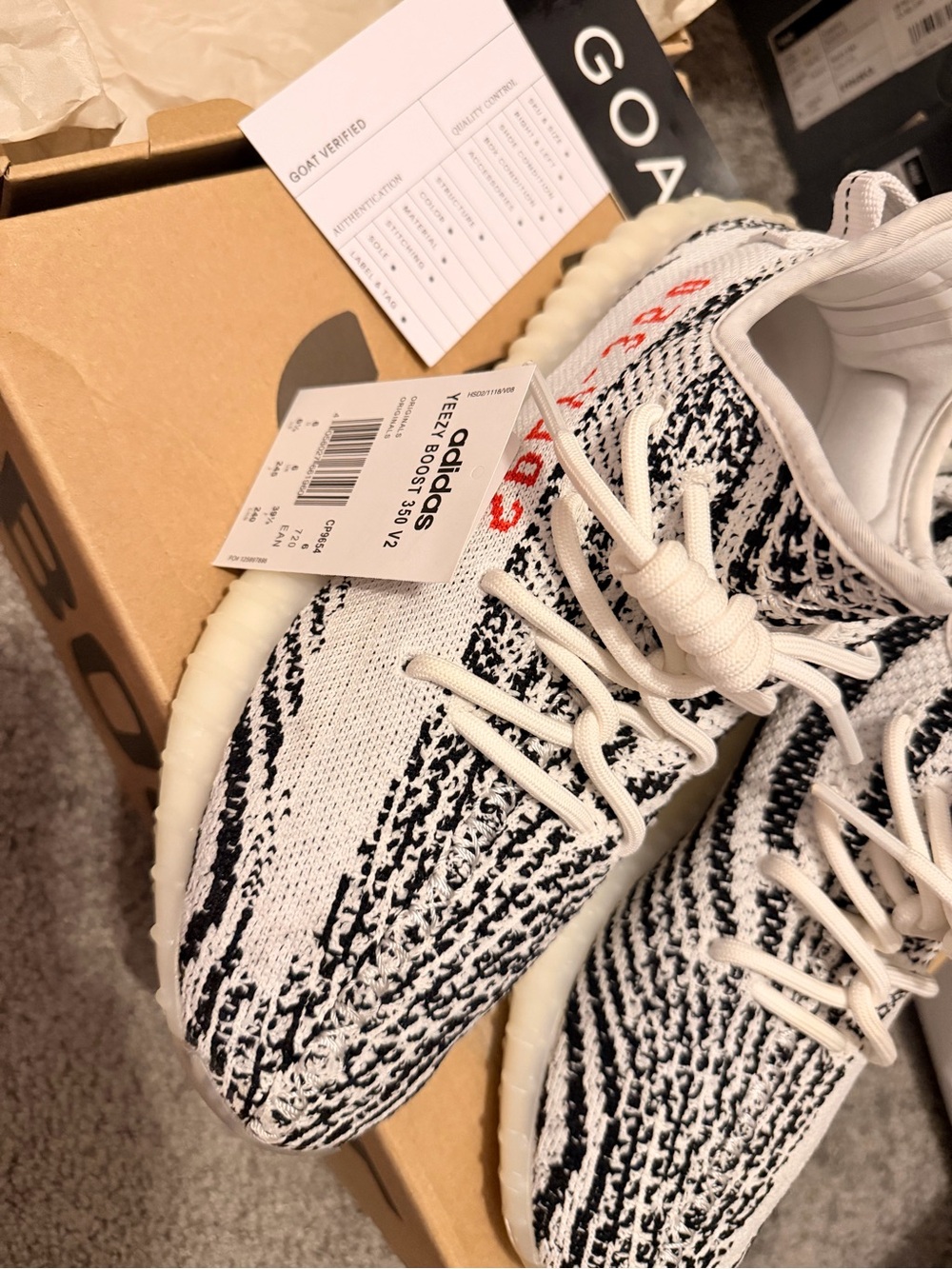 adidas White & Black Yeezy Boost 350 V2 'Zebra'